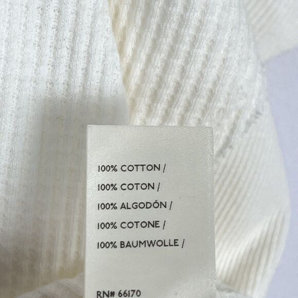 Free People Santa Clara Thermal Top Sz S Alabaster White Oversized Waffle Knit - Picture 8 of 9